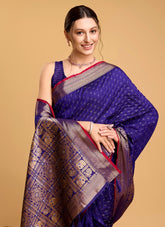 Saree in Royal Blue Colour Feels like Broadly